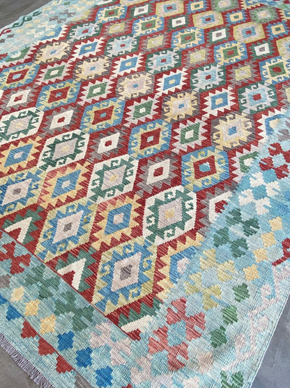 Hand-Woven Tribal Afghan Kazak Kilim