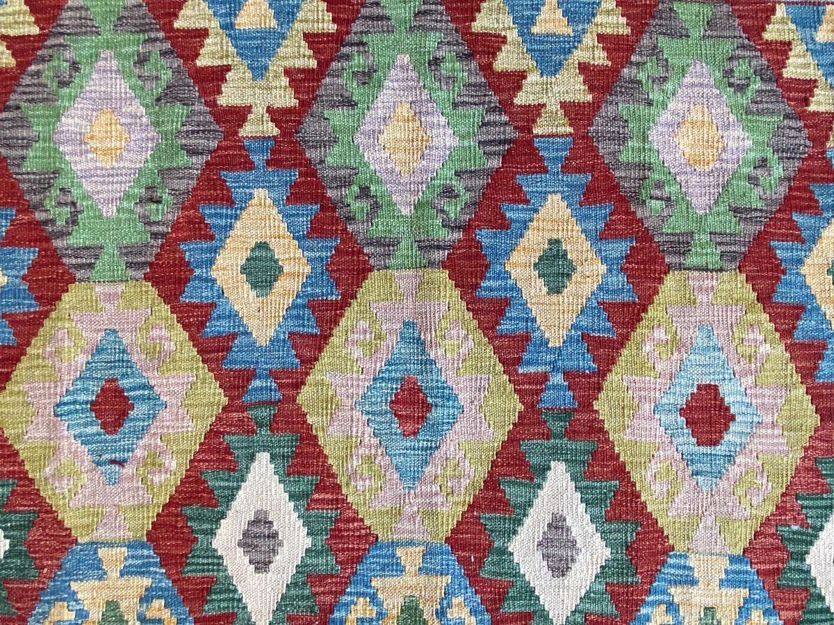 Hand-Woven Tribal Afghan Kazak Kilim