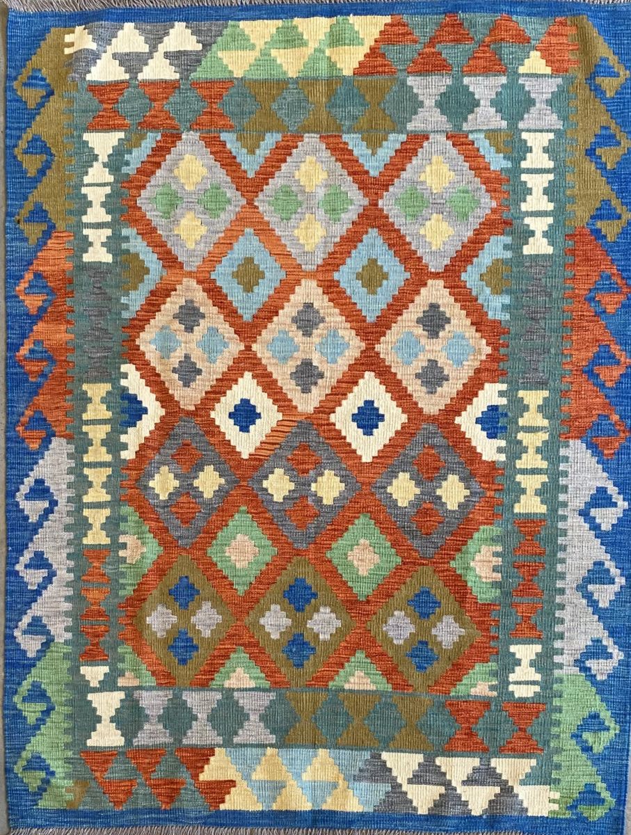 Hand-Woven Tribal Afghan Kazak Kilim
