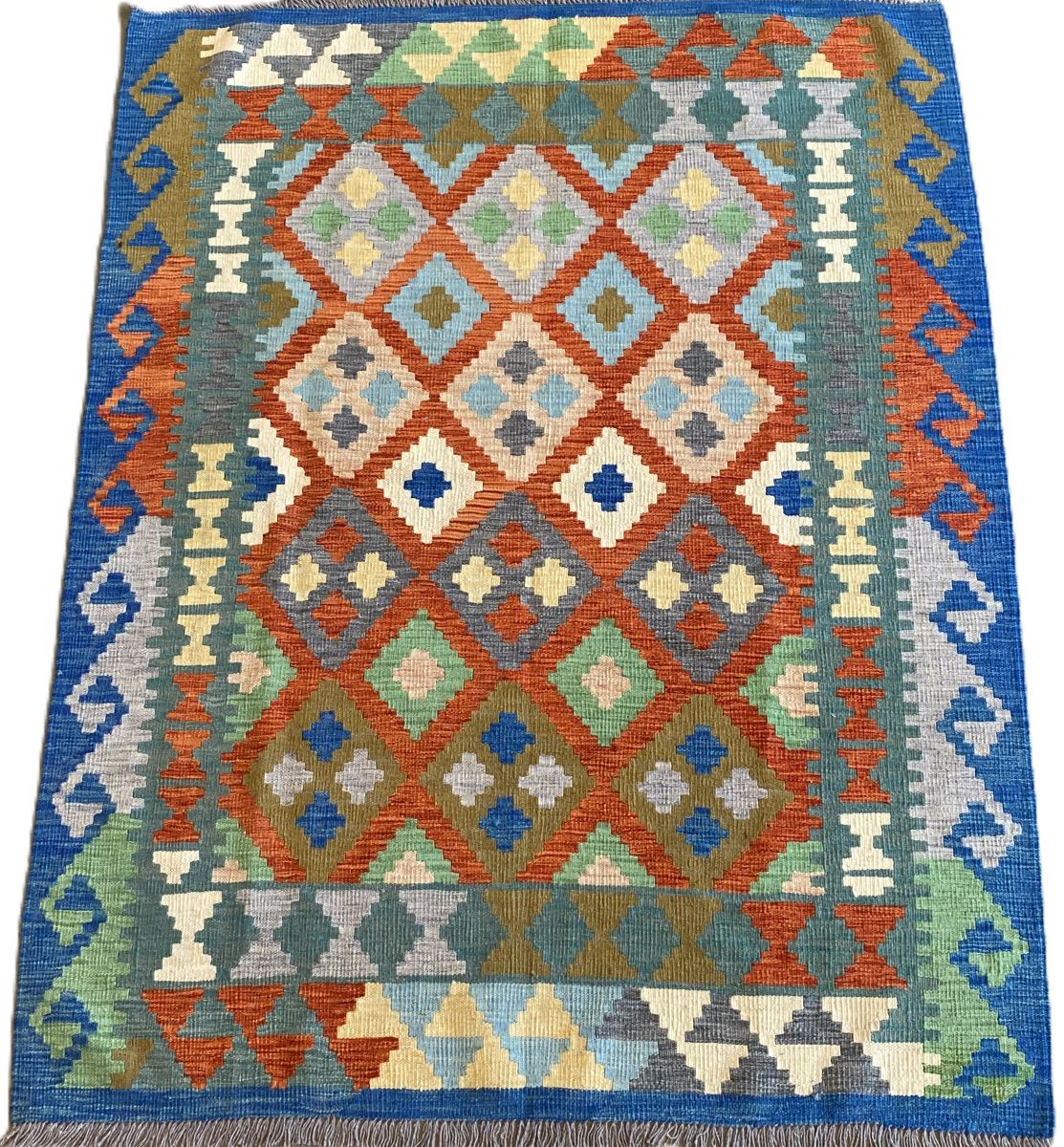 Hand-Woven Tribal Afghan Kazak Kilim