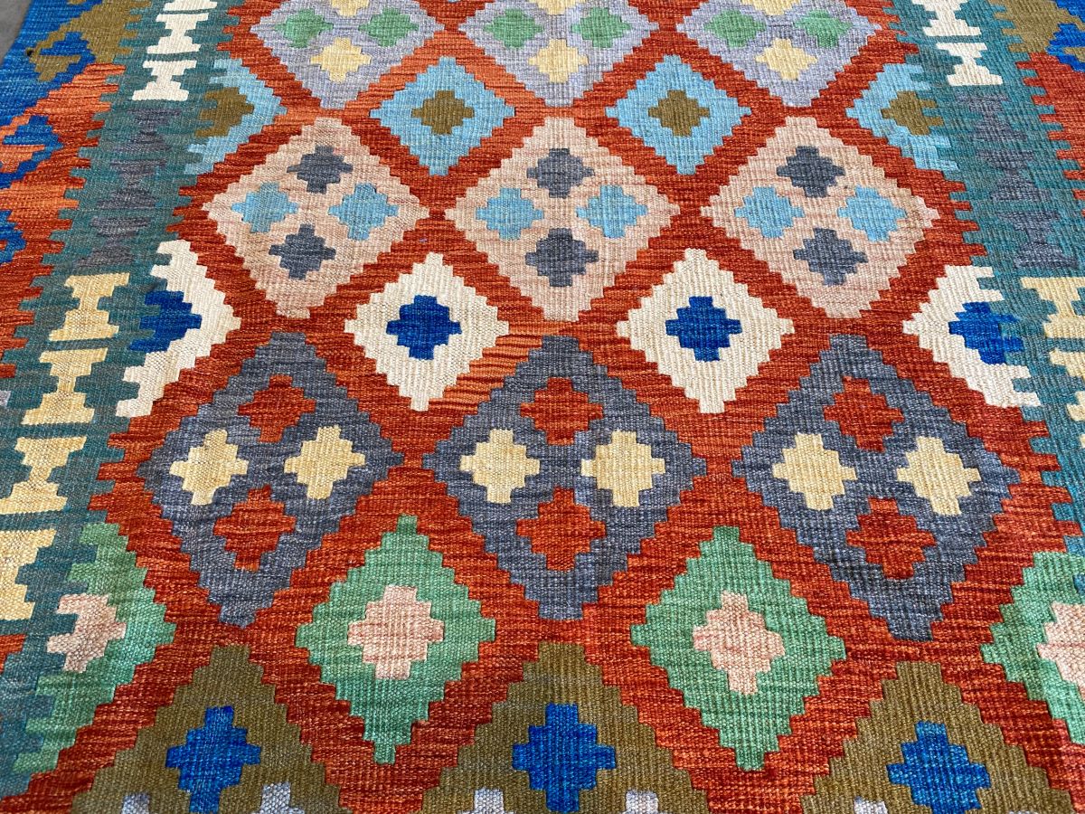 Hand-Woven Tribal Afghan Kazak Kilim