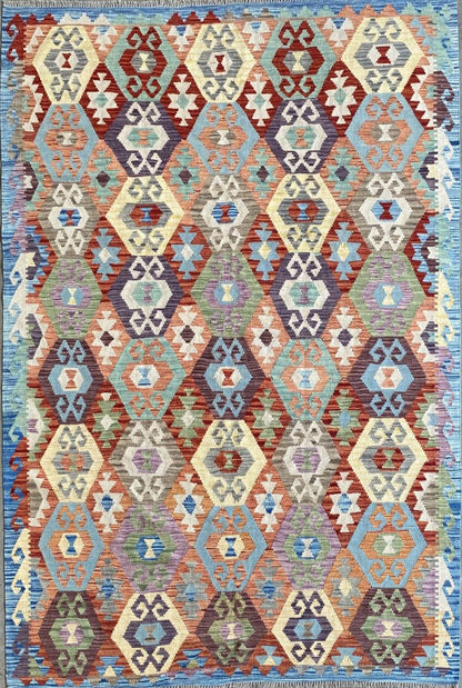 Hand-Woven Tribal Afghan Kazak Kilim