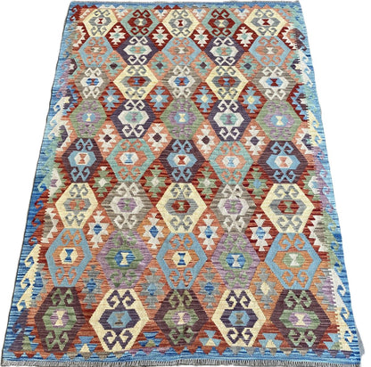 Hand-Woven Tribal Afghan Kazak Kilim