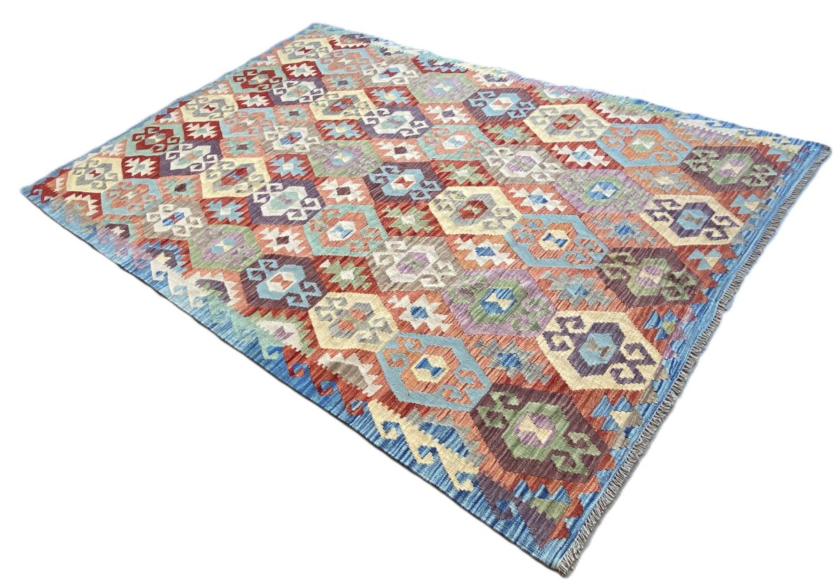 Hand-Woven Tribal Afghan Kazak Kilim