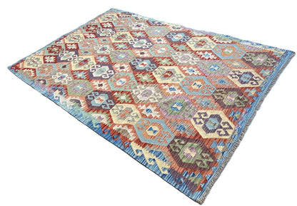 Hand-Woven Tribal Afghan Kazak Kilim