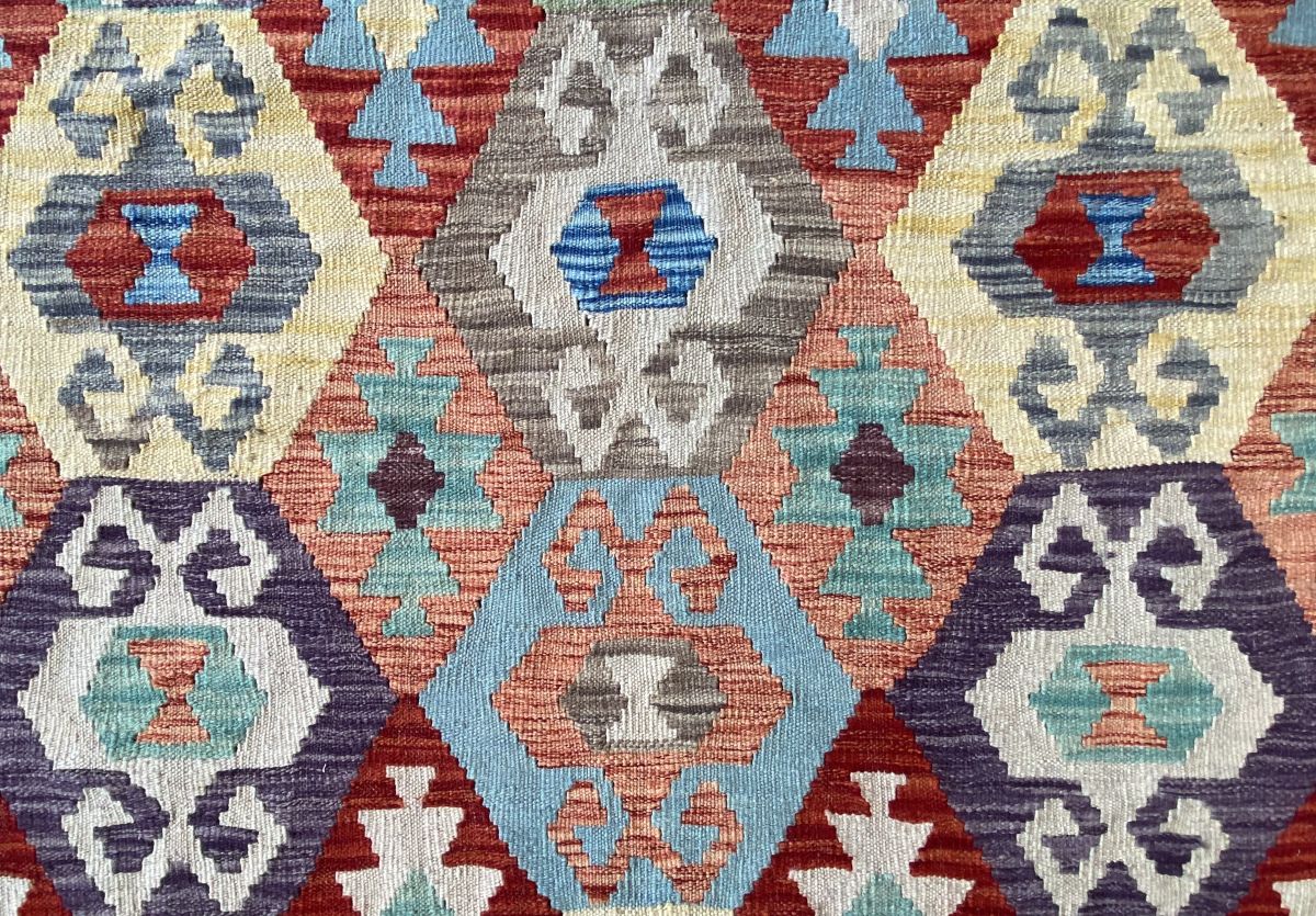 Hand-Woven Tribal Afghan Kazak Kilim