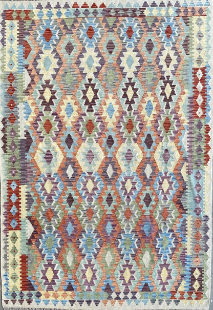 Hand-Woven Tribal Afghan Kazak Kilim