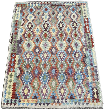 Hand-Woven Tribal Afghan Kazak Kilim