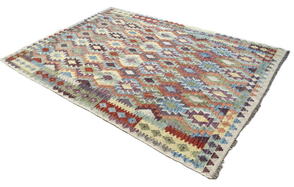 Hand-Woven Tribal Afghan Kazak Kilim