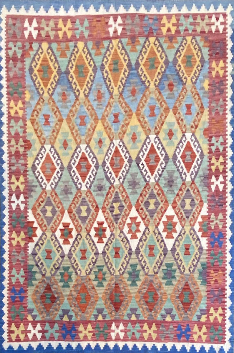 Hand-Woven Tribal Afghan Kazak Kilim