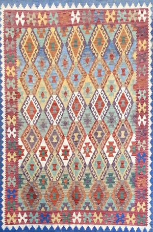 Hand-Woven Tribal Afghan Kazak Kilim