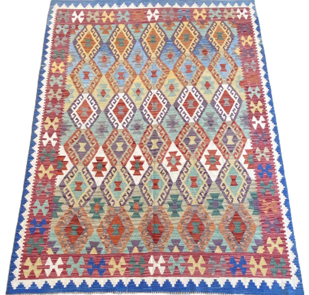 Hand-Woven Tribal Afghan Kazak Kilim