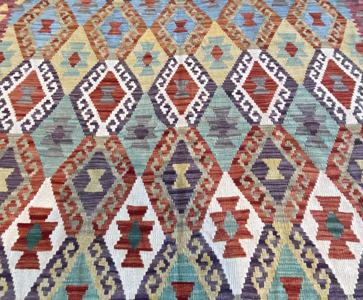 Hand-Woven Tribal Afghan Kazak Kilim
