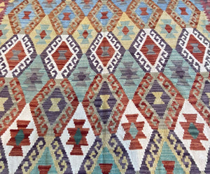 Hand-Woven Tribal Afghan Kazak Kilim