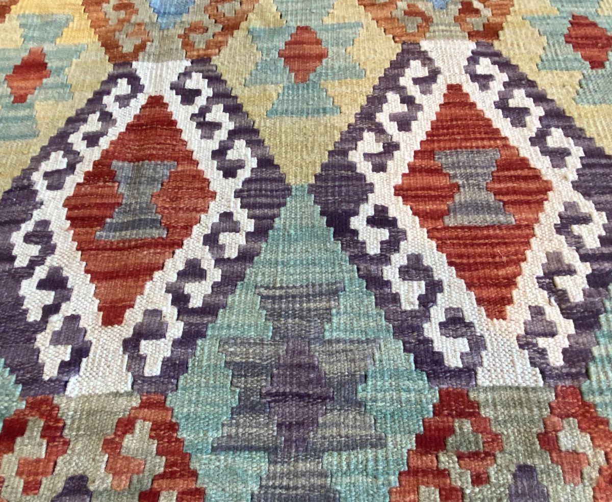 Hand-Woven Tribal Afghan Kazak Kilim
