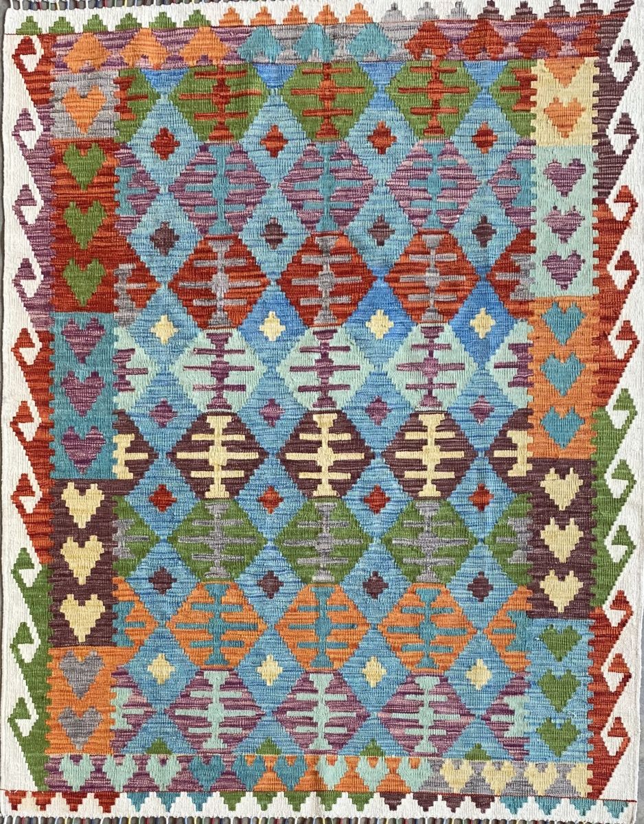 Hand-Woven Tribal Afghan Kazak Kilim