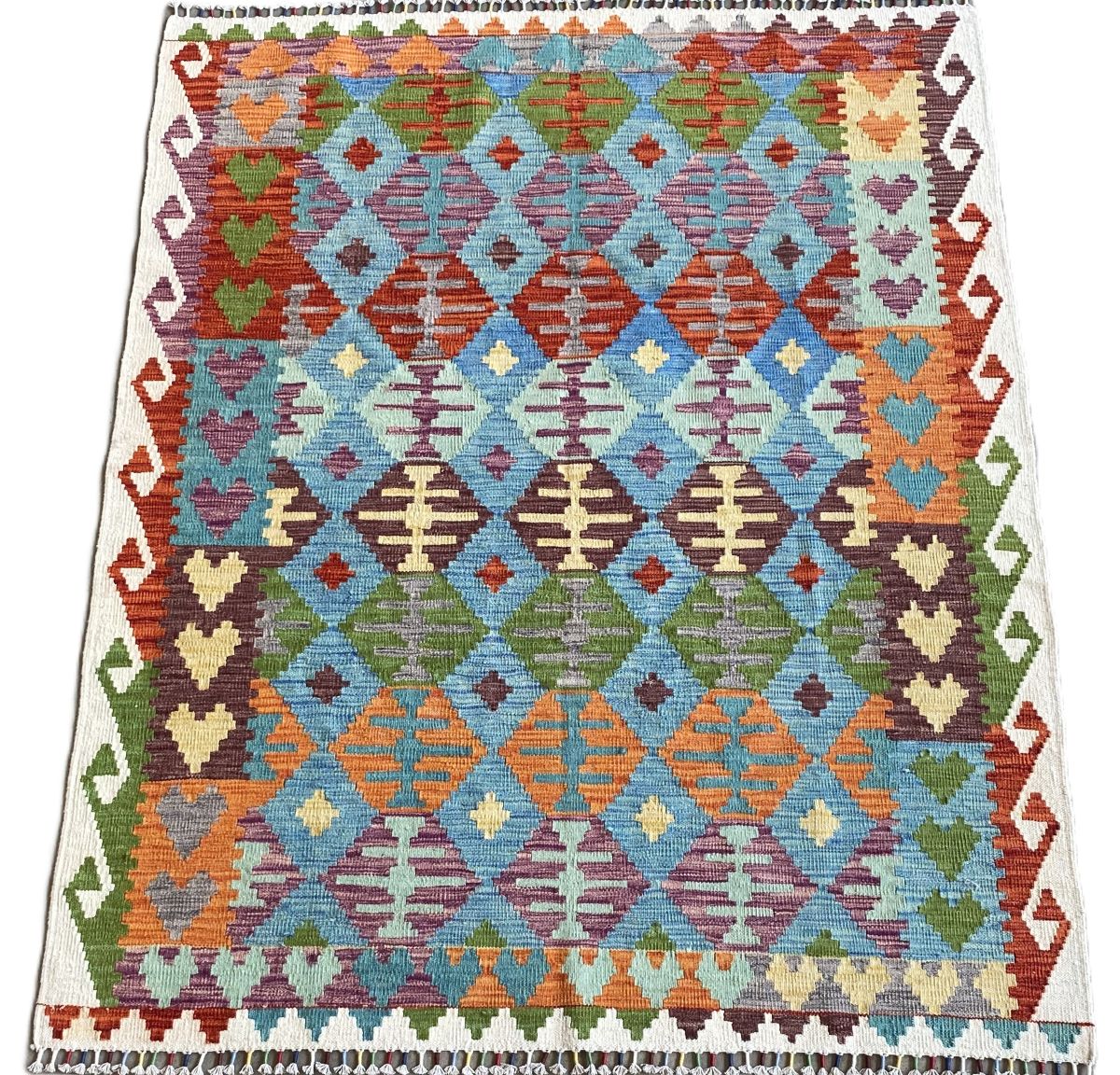 Hand-Woven Tribal Afghan Kazak Kilim