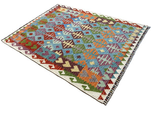 Hand-Woven Tribal Afghan Kazak Kilim