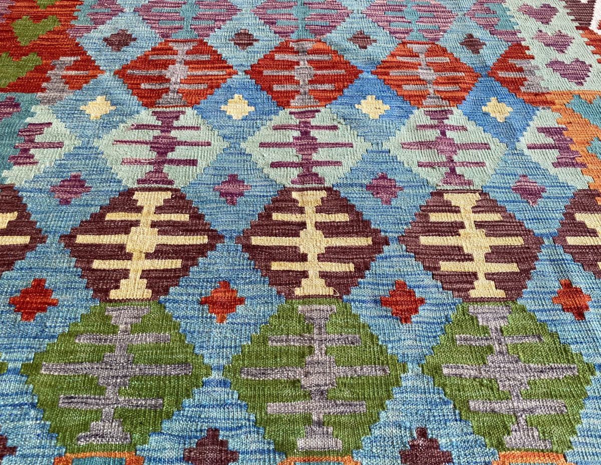 Hand-Woven Tribal Afghan Kazak Kilim