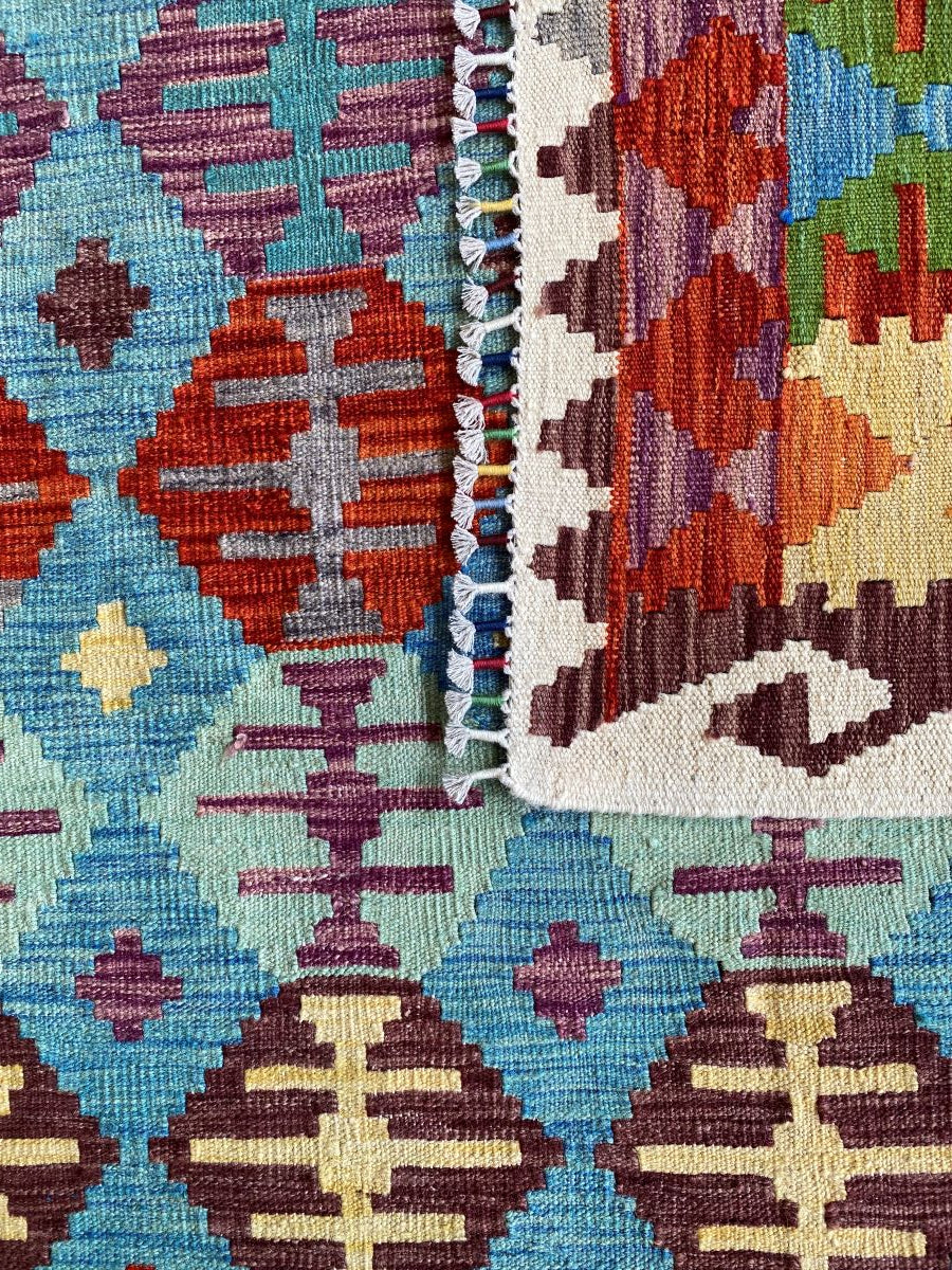 Hand-Woven Tribal Afghan Kazak Kilim