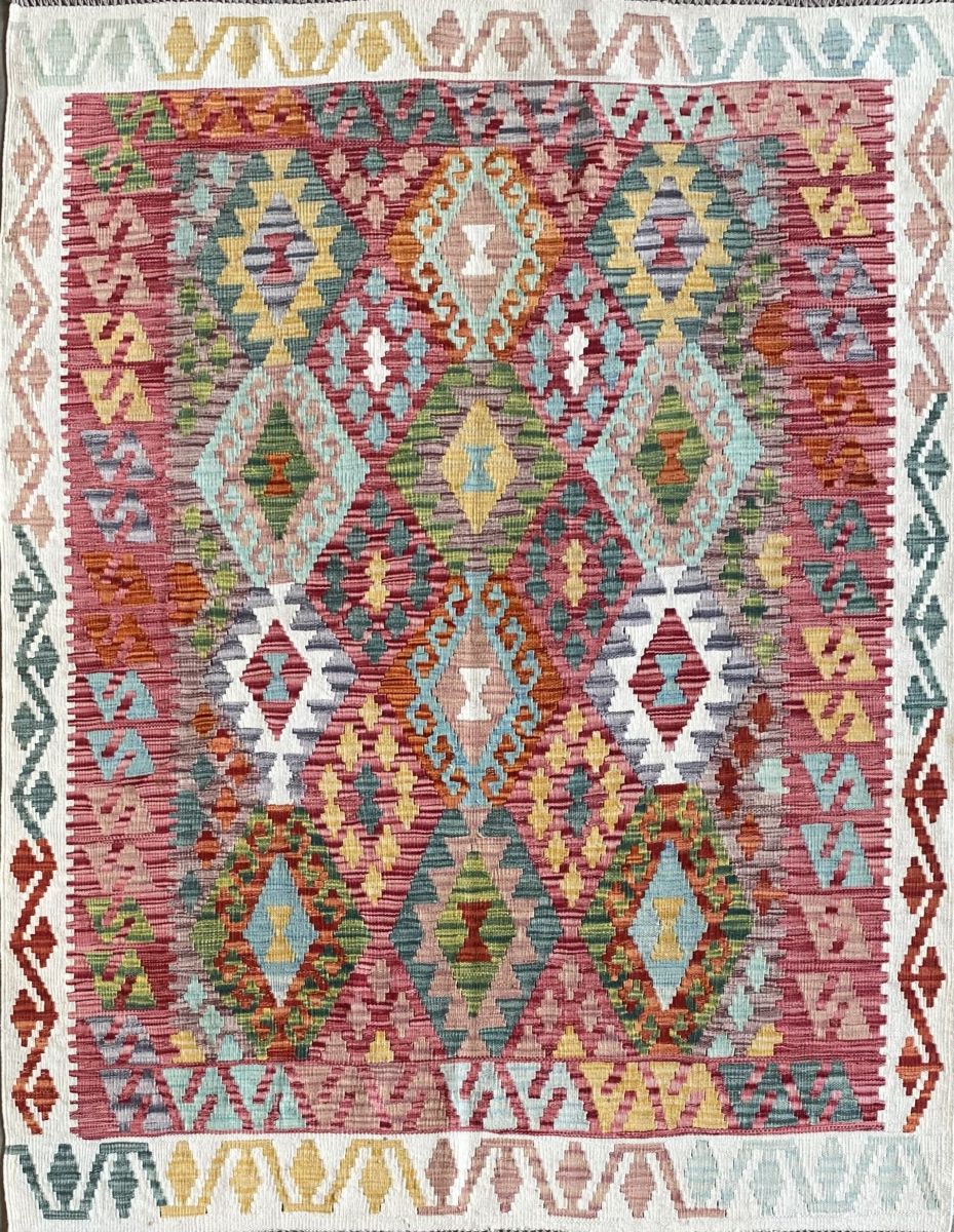 Hand-Woven Tribal Afghan Kazak Kilim