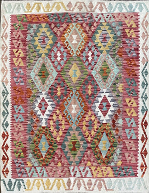 Hand-Woven Tribal Afghan Kazak Kilim