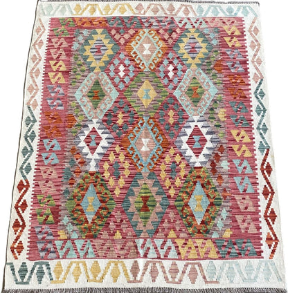 Hand-Woven Tribal Afghan Kazak Kilim
