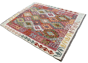 Hand-Woven Tribal Afghan Kazak Kilim