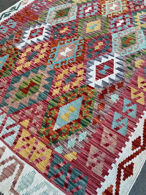 Hand-Woven Tribal Afghan Kazak Kilim