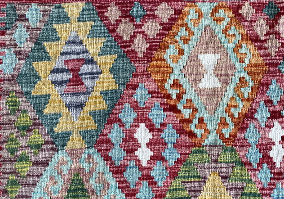 Hand-Woven Tribal Afghan Kazak Kilim