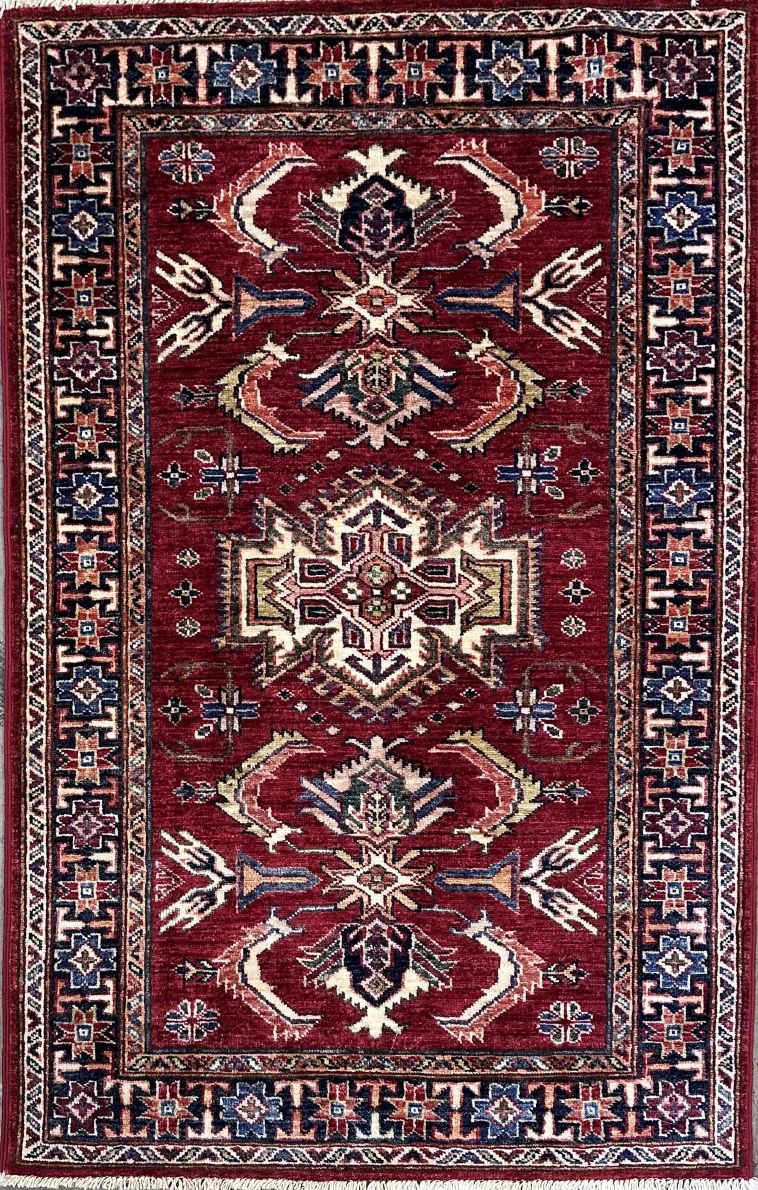 Hand-Woven Tribal Afghan Kazak Rug