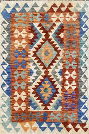 Hand-Woven Tribal Afghan Kazak Kilim