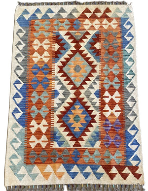 Hand-Woven Tribal Afghan Kazak Kilim