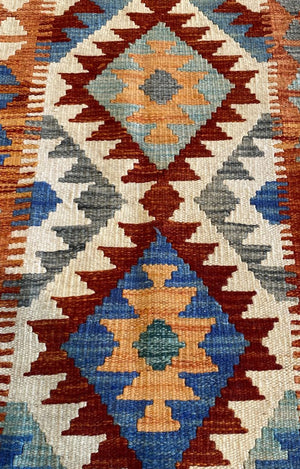 Hand-Woven Tribal Afghan Kazak Kilim