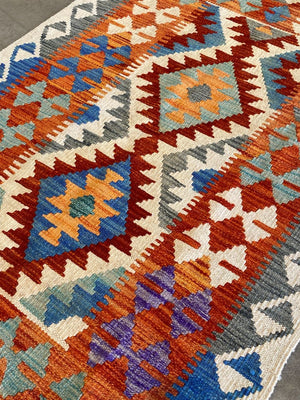 Hand-Woven Tribal Afghan Kazak Kilim
