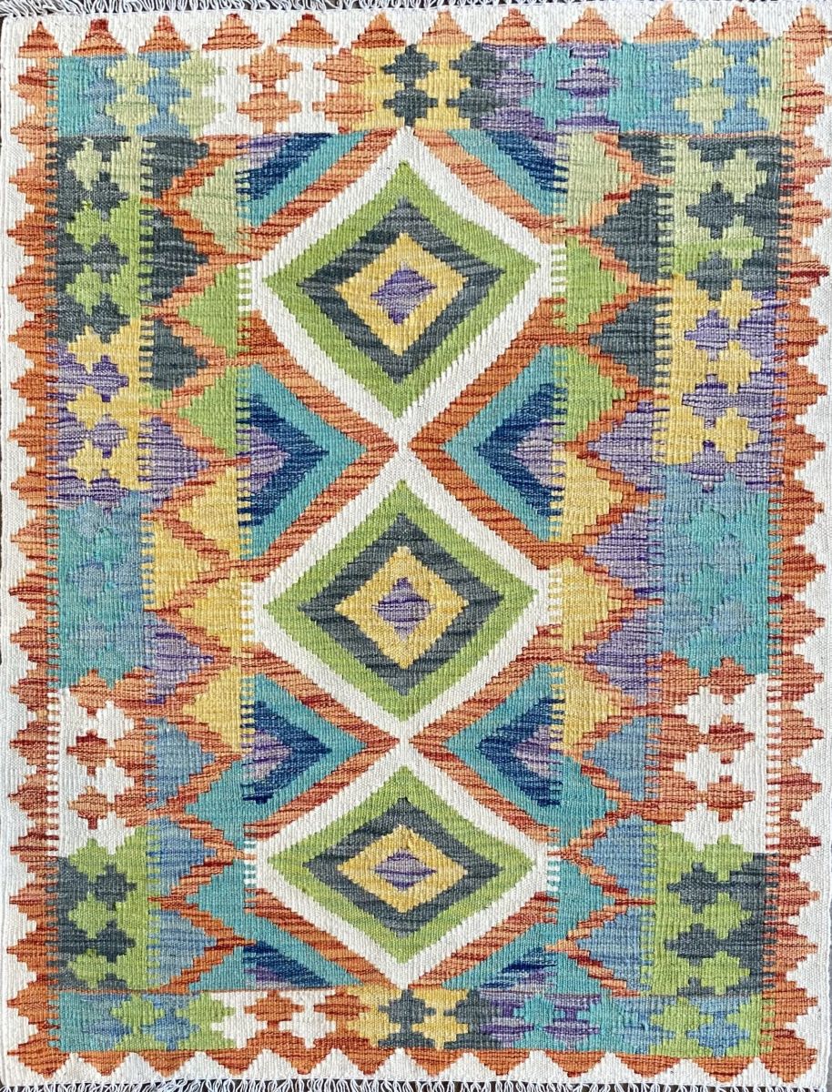 Hand-Woven Tribal Afghan Kazak Kilim