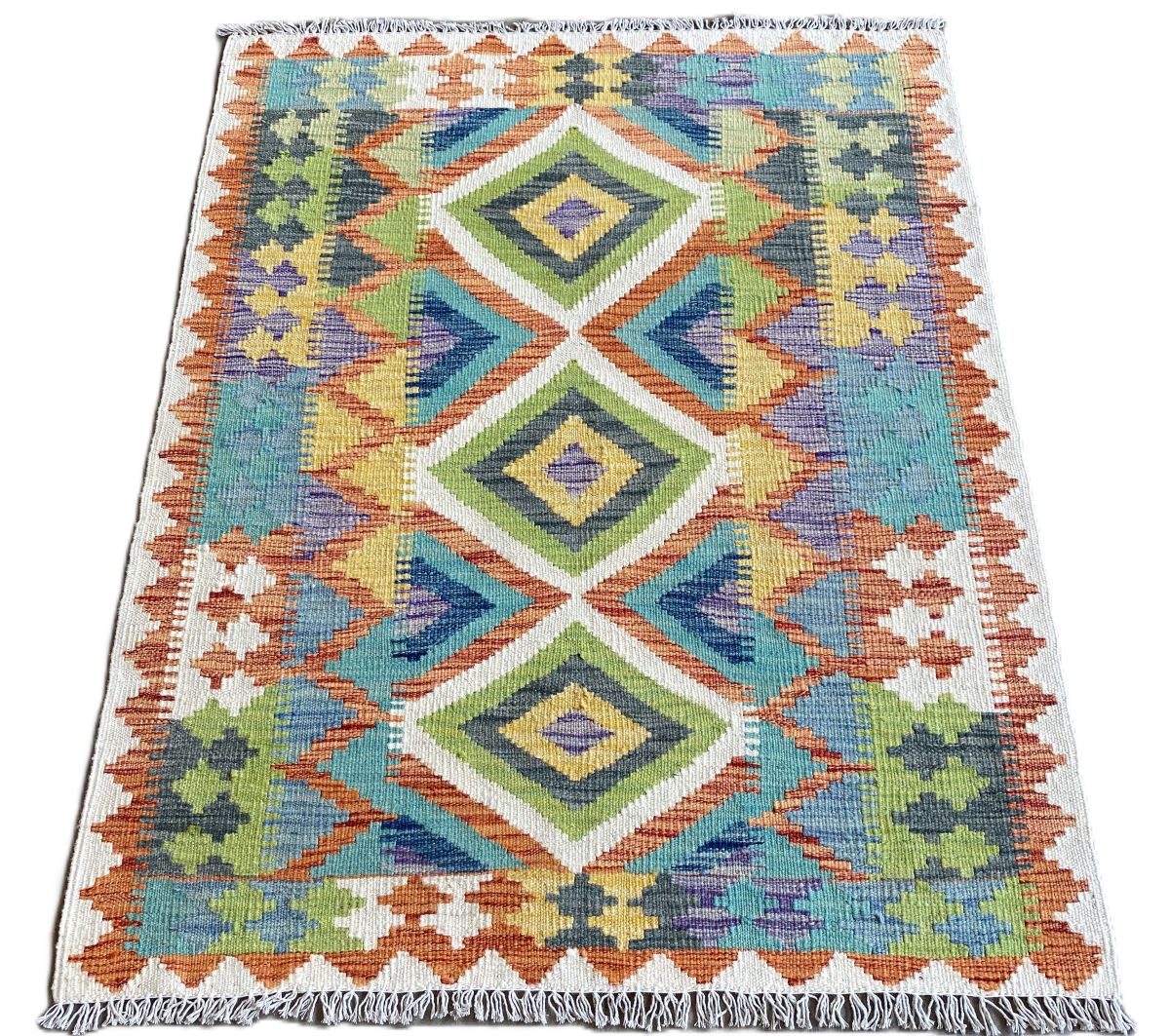 Hand-Woven Tribal Afghan Kazak Kilim