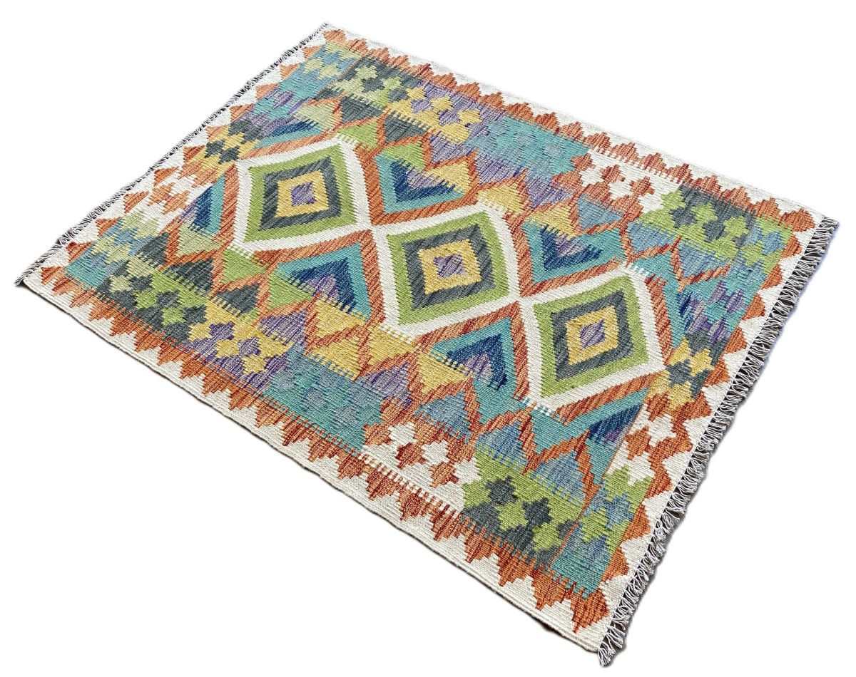 Hand-Woven Tribal Afghan Kazak Kilim