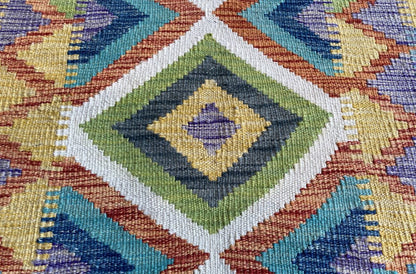 Hand-Woven Tribal Afghan Kazak Kilim
