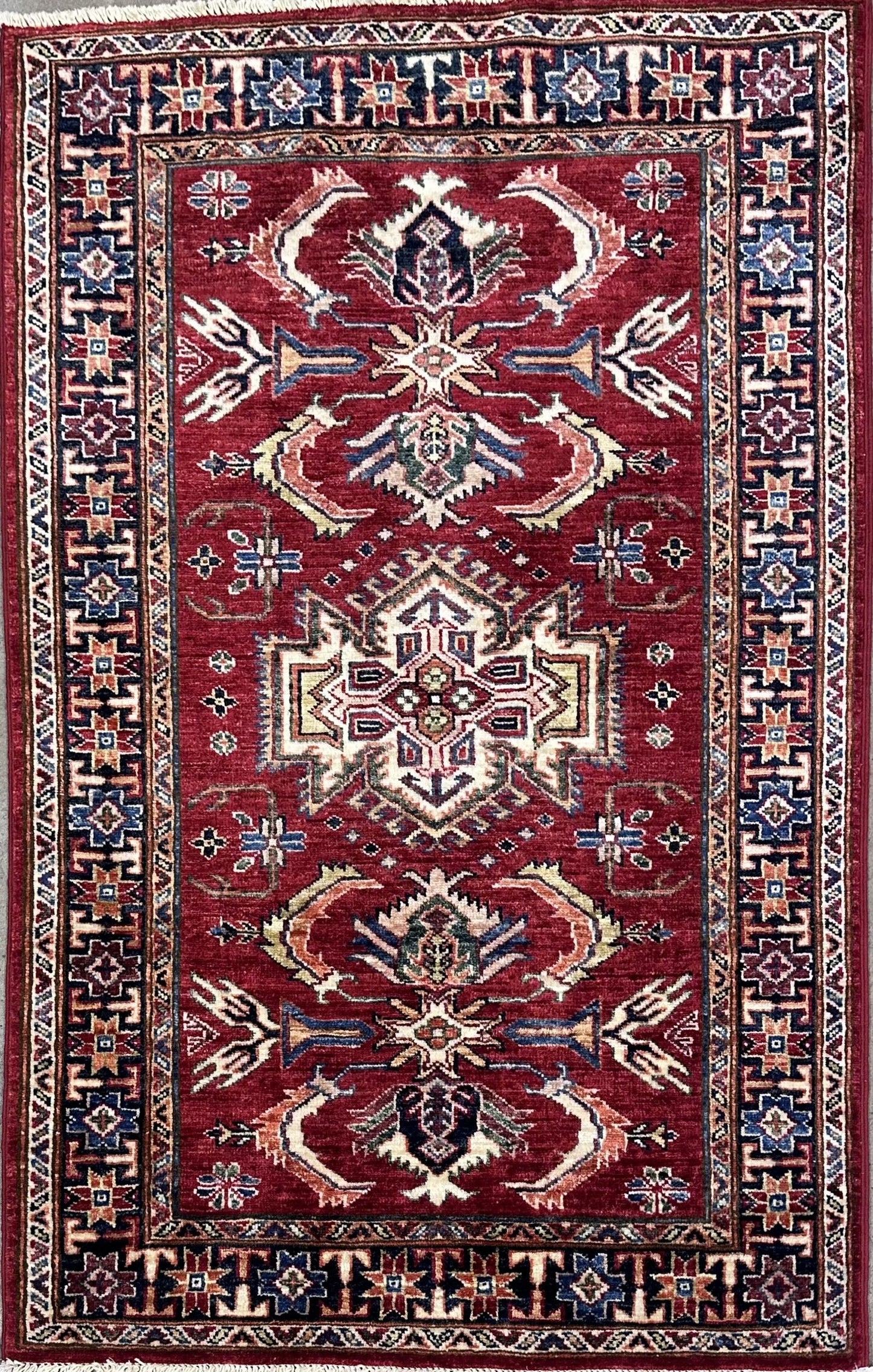 Hand-Woven Tribal Afghan Kazak Rug