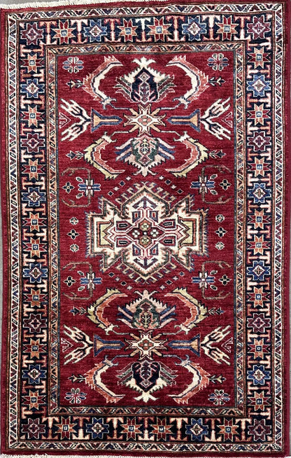 Hand-Woven Tribal Afghan Kazak Rug