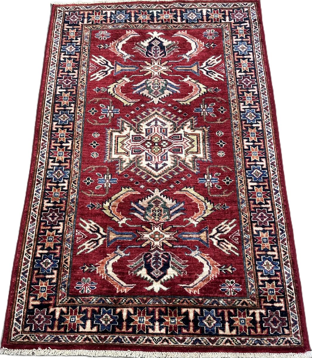 Hand-Woven Tribal Afghan Kazak Rug
