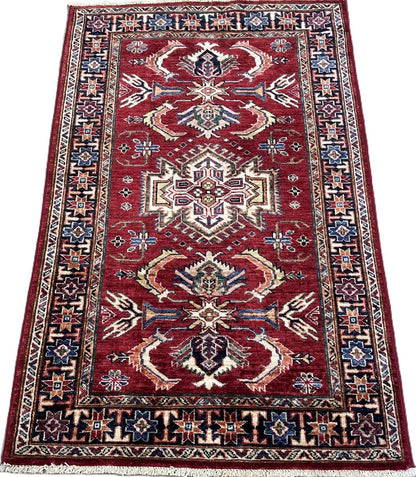 Hand-Woven Tribal Afghan Kazak Rug