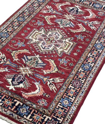 Hand-Woven Tribal Afghan Kazak Rug