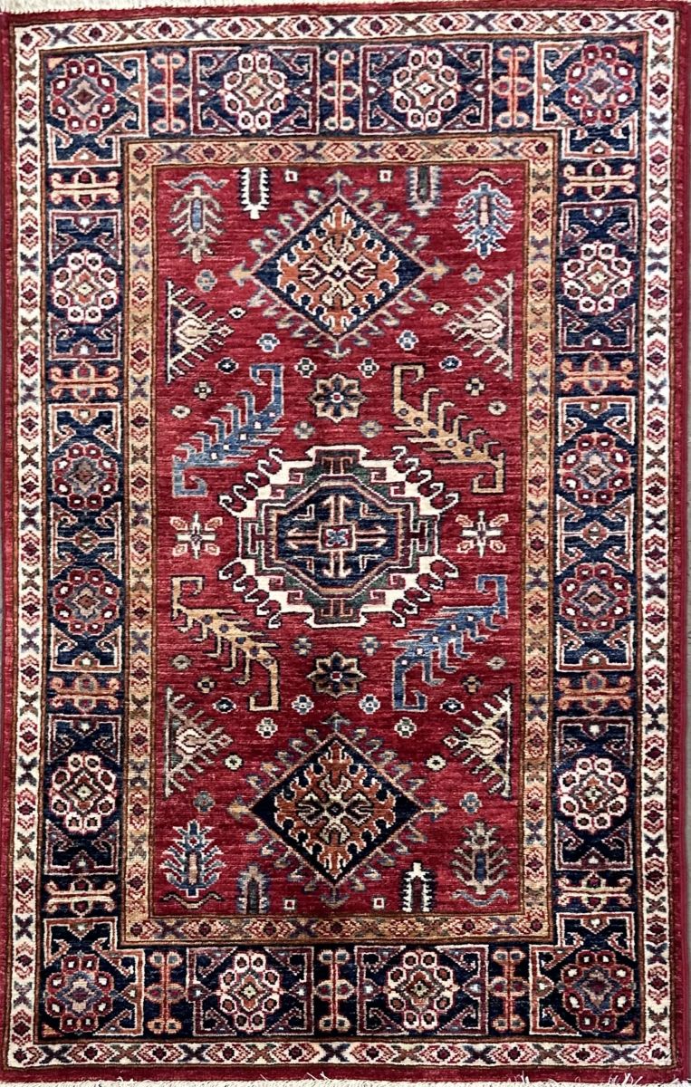 Hand-Woven Tribal Afghan Kazak Rug