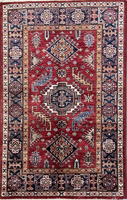 Hand-Woven Tribal Afghan Kazak Rug