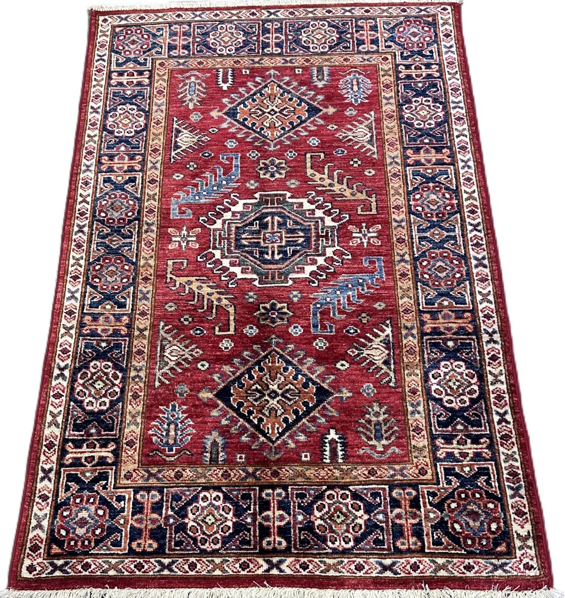 Hand-Woven Tribal Afghan Kazak Rug