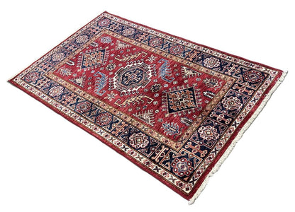 Hand-Woven Tribal Afghan Kazak Rug
