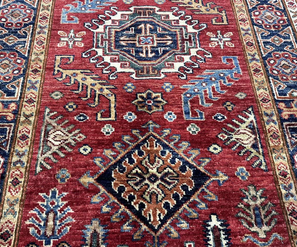 Hand-Woven Tribal Afghan Kazak Rug