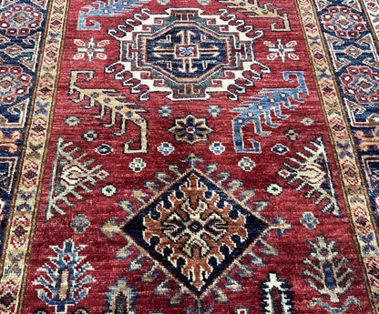 Hand-Woven Tribal Afghan Kazak Rug